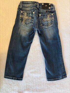 Miss Me Girls Distressed  Jeans Size 8 With Embellished Back Pockets